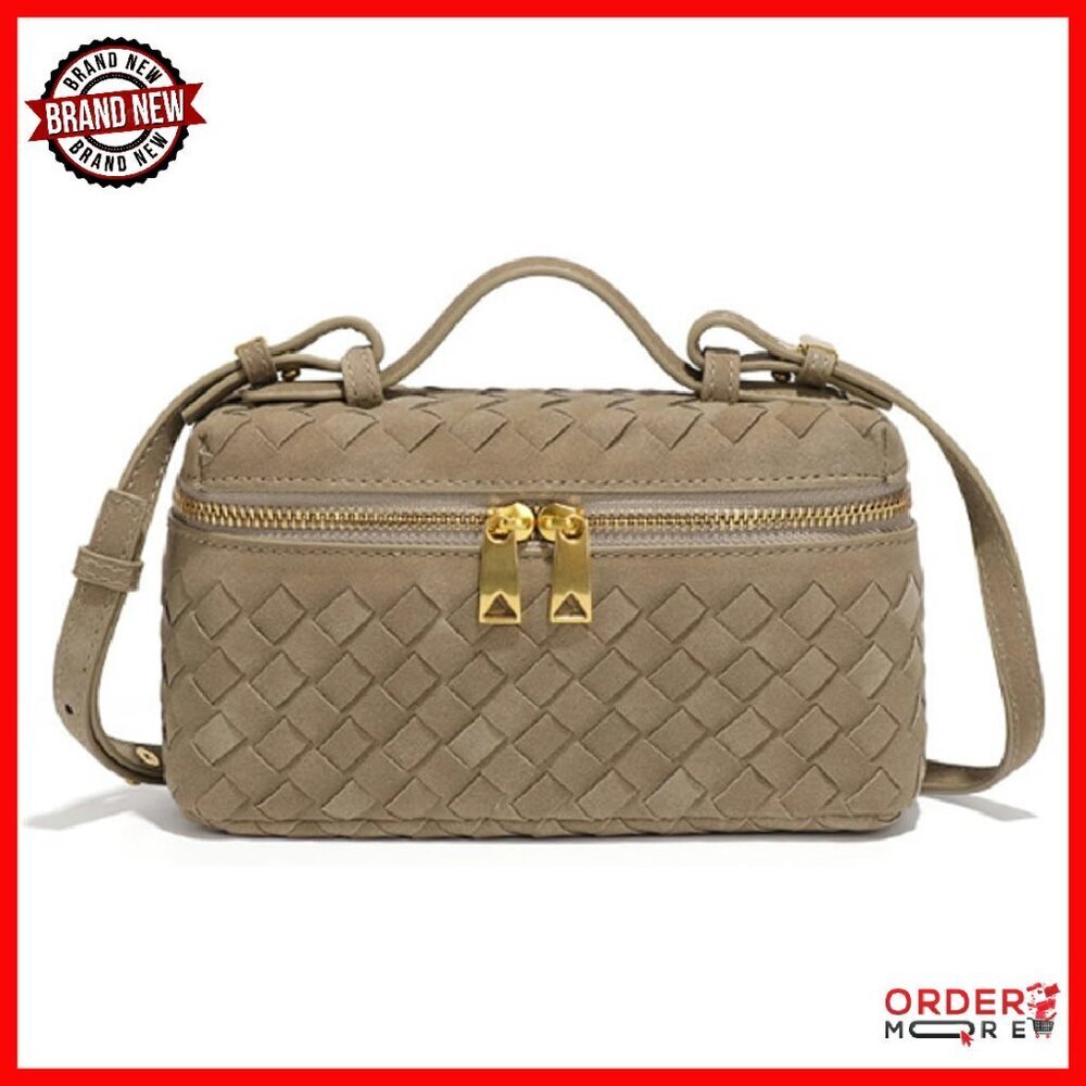 Woven Crescent Crossbody Bag Mini Suede Tote Evening Clutch Purse